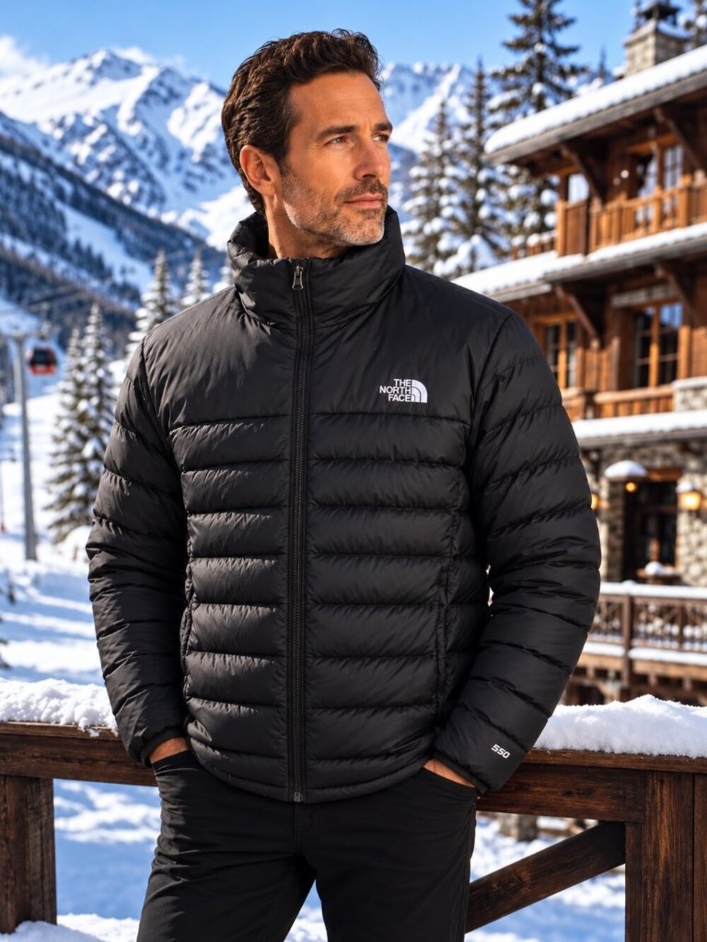 The North Face 550 Fill Down Quilted Puffer Jacket Mens Large Black Lightweight